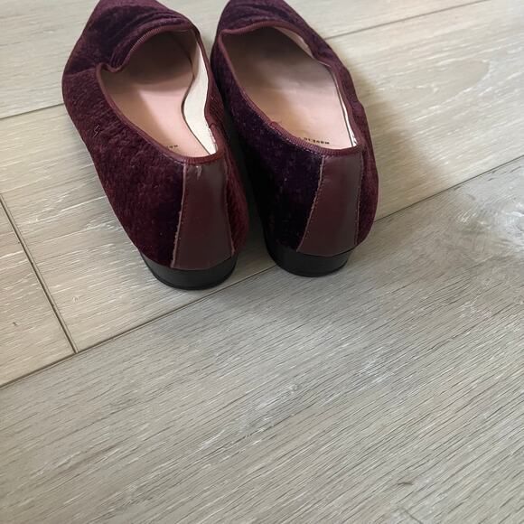 Anthropologie Bisue Ballerinas Flat Women's 40 Burgundy Embossed Smoking Loafer - Picture 10 of 14